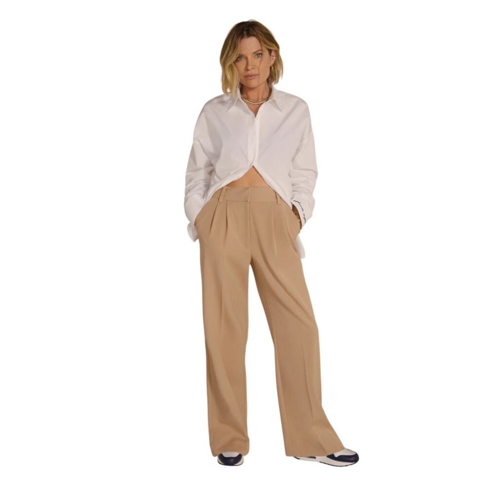 Favorite Daughter Beige The Favorite Pleated Wide Leg Pants